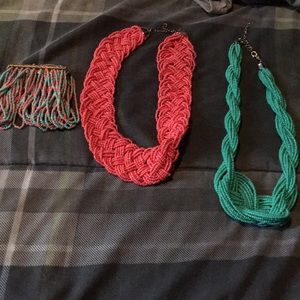 Two necklaces and a bracelet